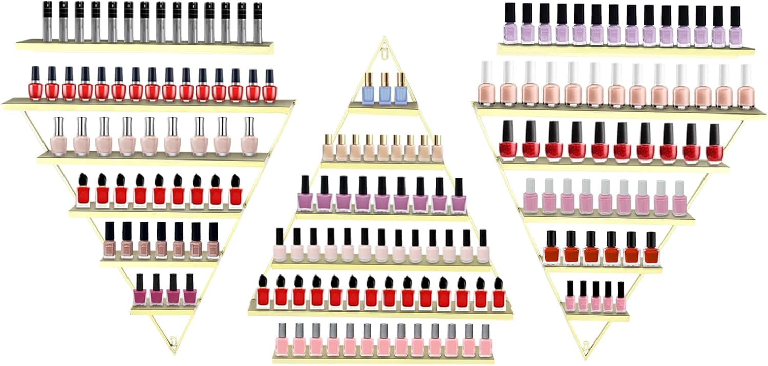 5 Tier Wall-Mounted Nail Polish Storage Racks, 6 Packs Simple ...