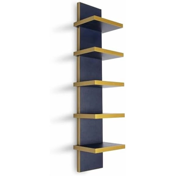 5 Tier Wall Shelf Unit, Decorative Wall Mount Vertical Shelving,Modern Column Floating Shelves for Bedrooms, Bathrooms 5.5" x 7.2" x 31"(Blue)