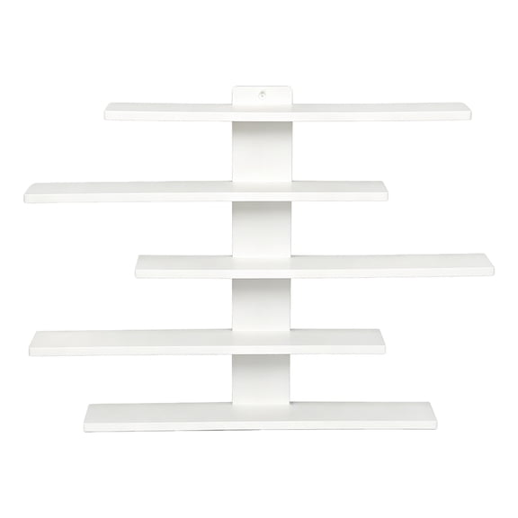 5-Tier Wall Shelf, Wooden Hanging Rack Organizer, Wall-Mounted Floating Shelves for Living Room Bedroom Home