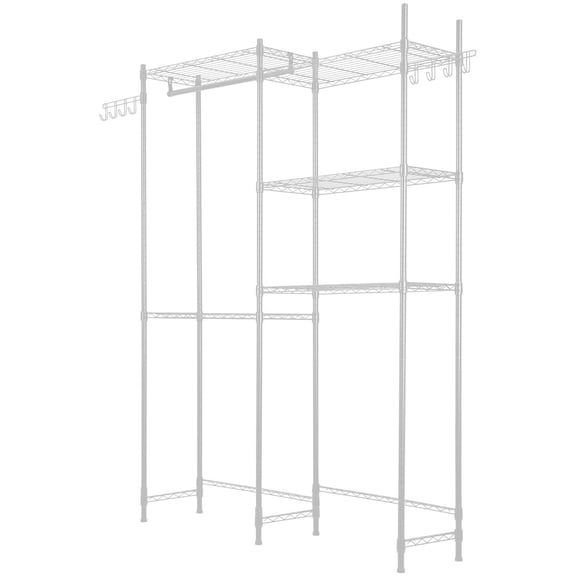 Over The Washer Storage Shelf with Hanger Rod - 5-Tier Space Saver for Laundry Room, White