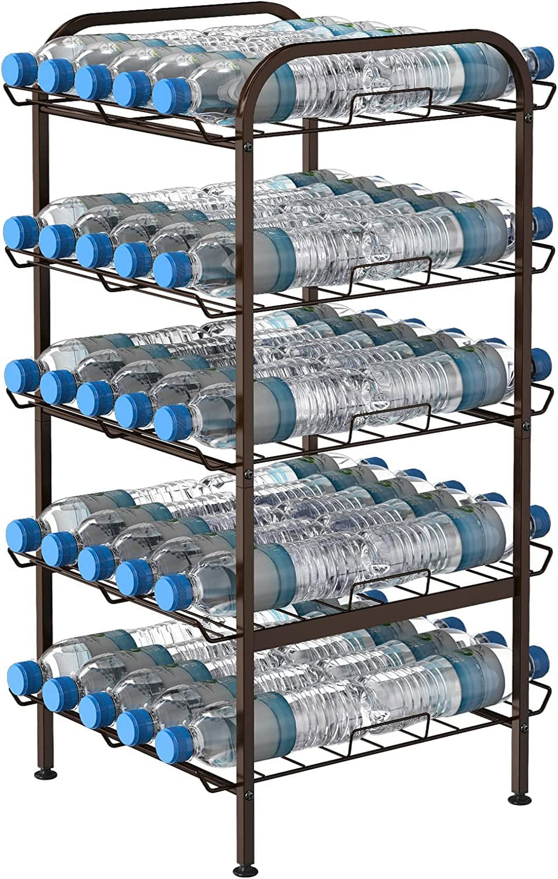 5 Tier Water Bottle Organizer Storage Shelf Metal Beverage Dispenser Rack, Bronze