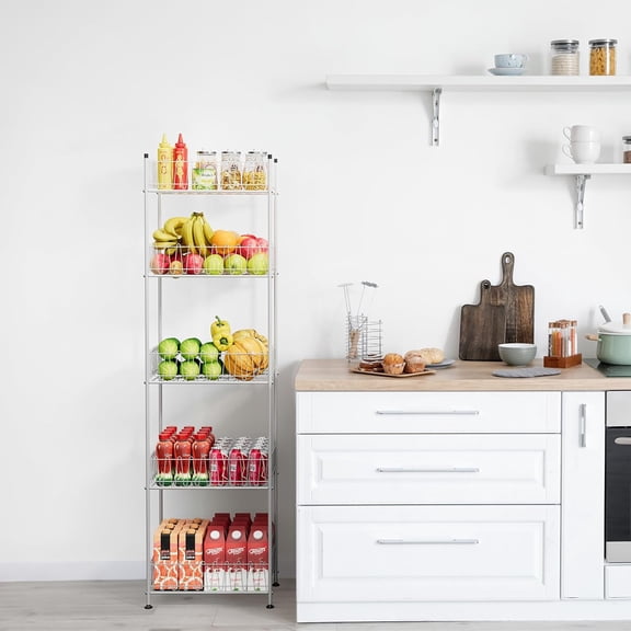 5 Tier Water Bottle Storage Rack Metal Bottled Water Organizer for Floor Beverage Holder Stand for Floor, Drink Shelf for Kitchen Living Room, Space Saver