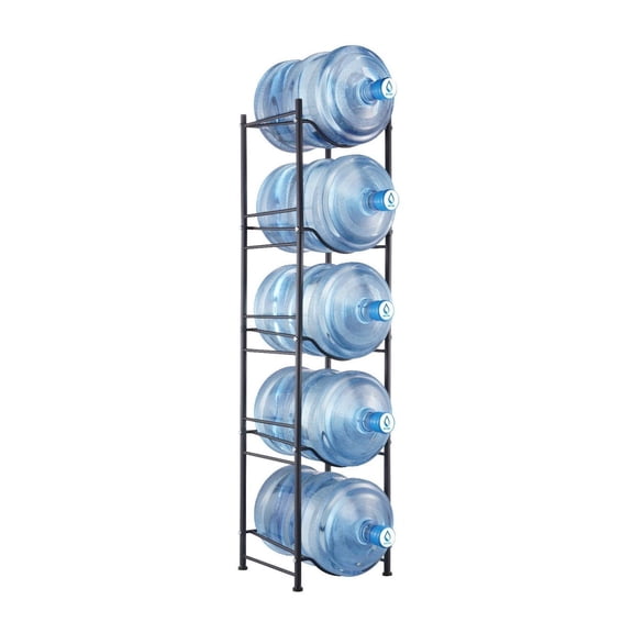 5 Tier Water Jug Holder, 5 Gallon Bottle Rack - Heavy Duty Storage for Kitchen, Office, Black