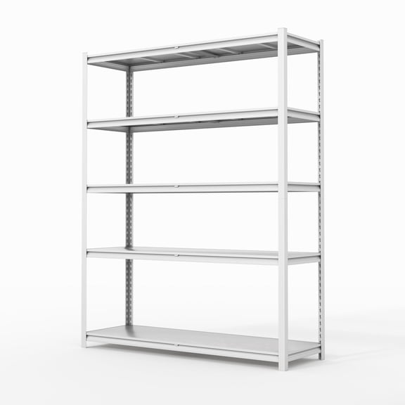 5-Tier White 48 in W x 72 in H x 18 in D Adjustable Heavy Duty Solid Metal Shelving Unit with Hidden Posts
