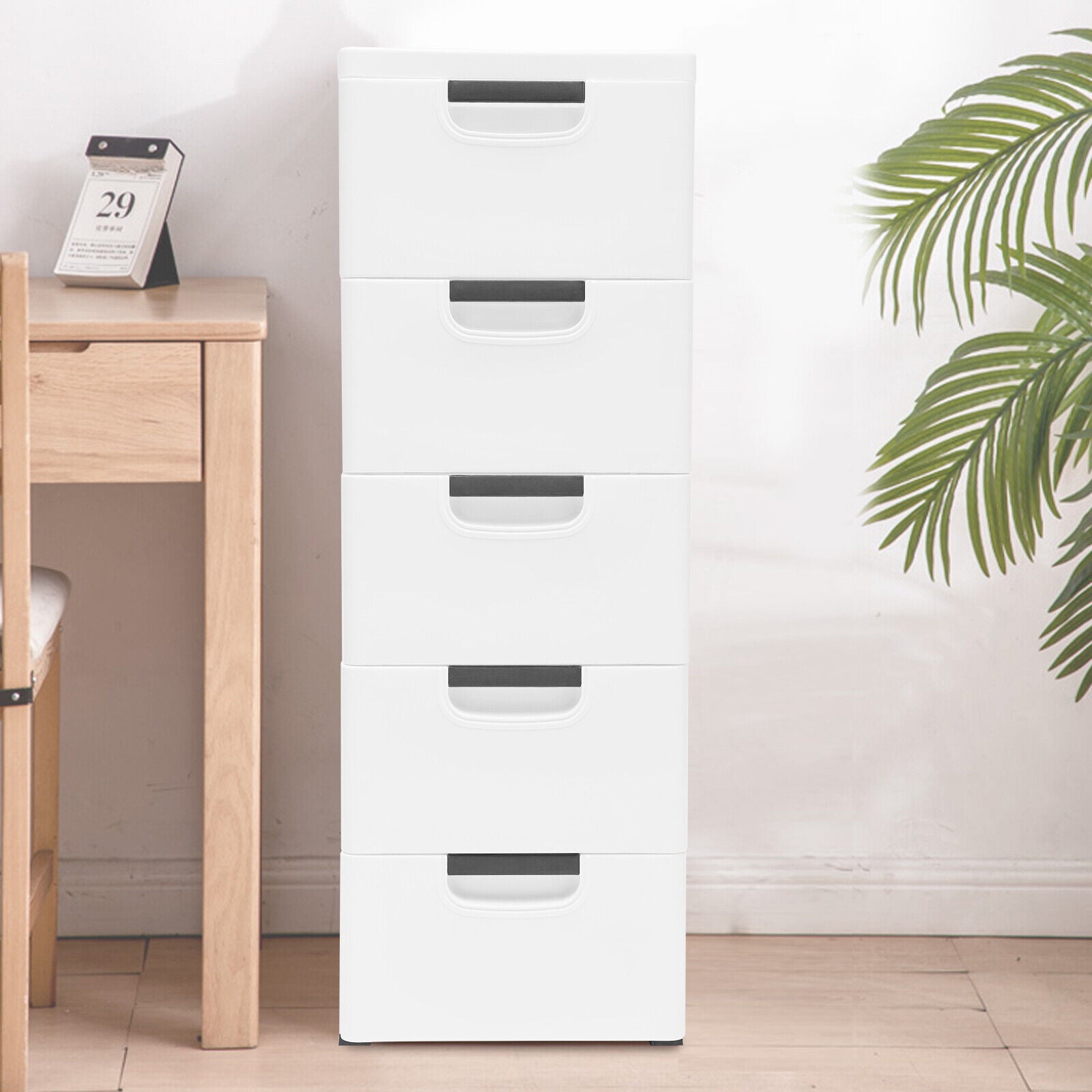 White 5-Drawer Vertical Storage Cabinet with Casters