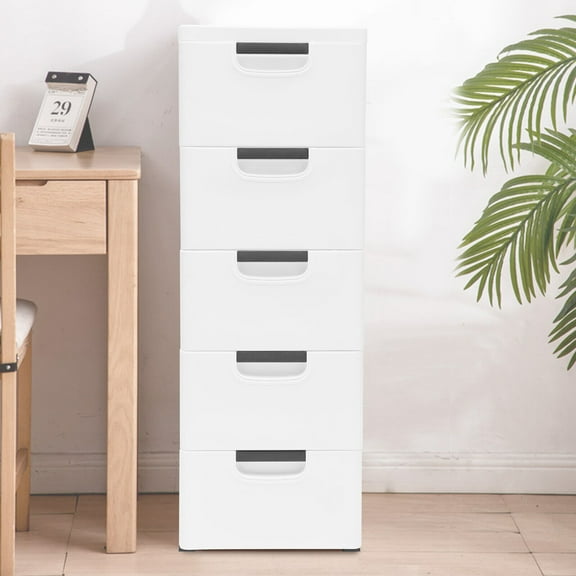 5 Tier White 5 Drawers Dresser, Drawer Storage Cabinet, Sorting Storage Cabinet, Closet Organizer Unit for Apartment or Family, 15.75*11.81*33.07in