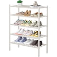 Free Standing Wardrobe Racks 5 Tier White Bamboo Shoe Rack, Free Standing Wood Shoe Shelf, Stackable ...