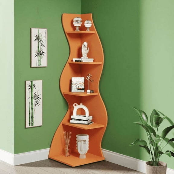 5-Tier White Shelving Unit with Sea Grass Design Adjustable Shelves, High-Quality Board, Modern Storage for Home & Office