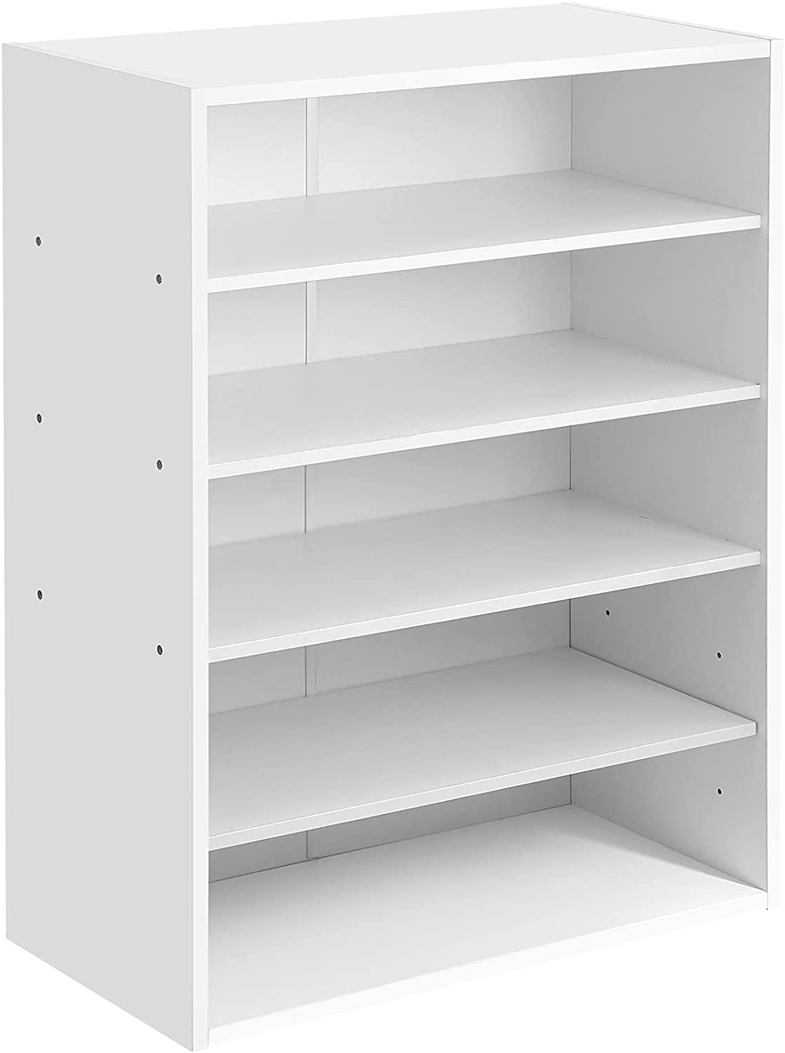 5 Tier White Shoe Rack, 24 Inches Stackable Wooden Shoe Shelf Organizer ...