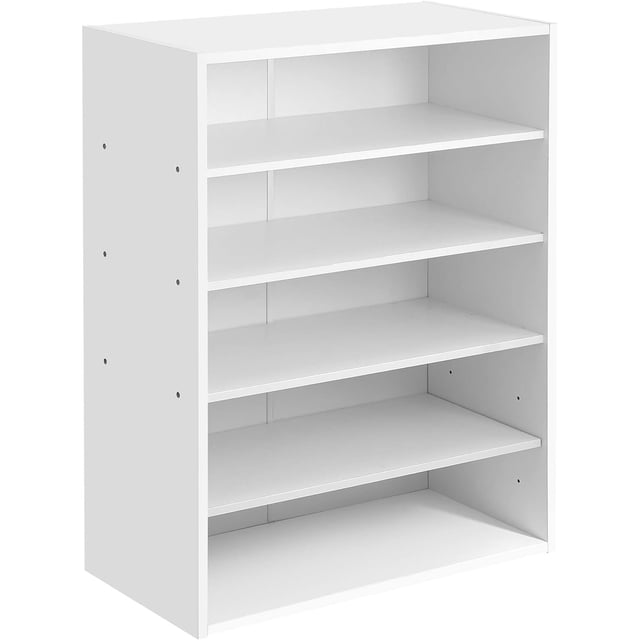 Shelving Racking White 5 Tier White Shoe Rack with Movable Storage Shelf, 24 Inches ...