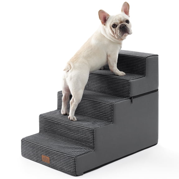 5-Tier Widened Support Pet Stairs, Non-Slip Foldable Dog Steps for Bed & Couch with Removable Cover