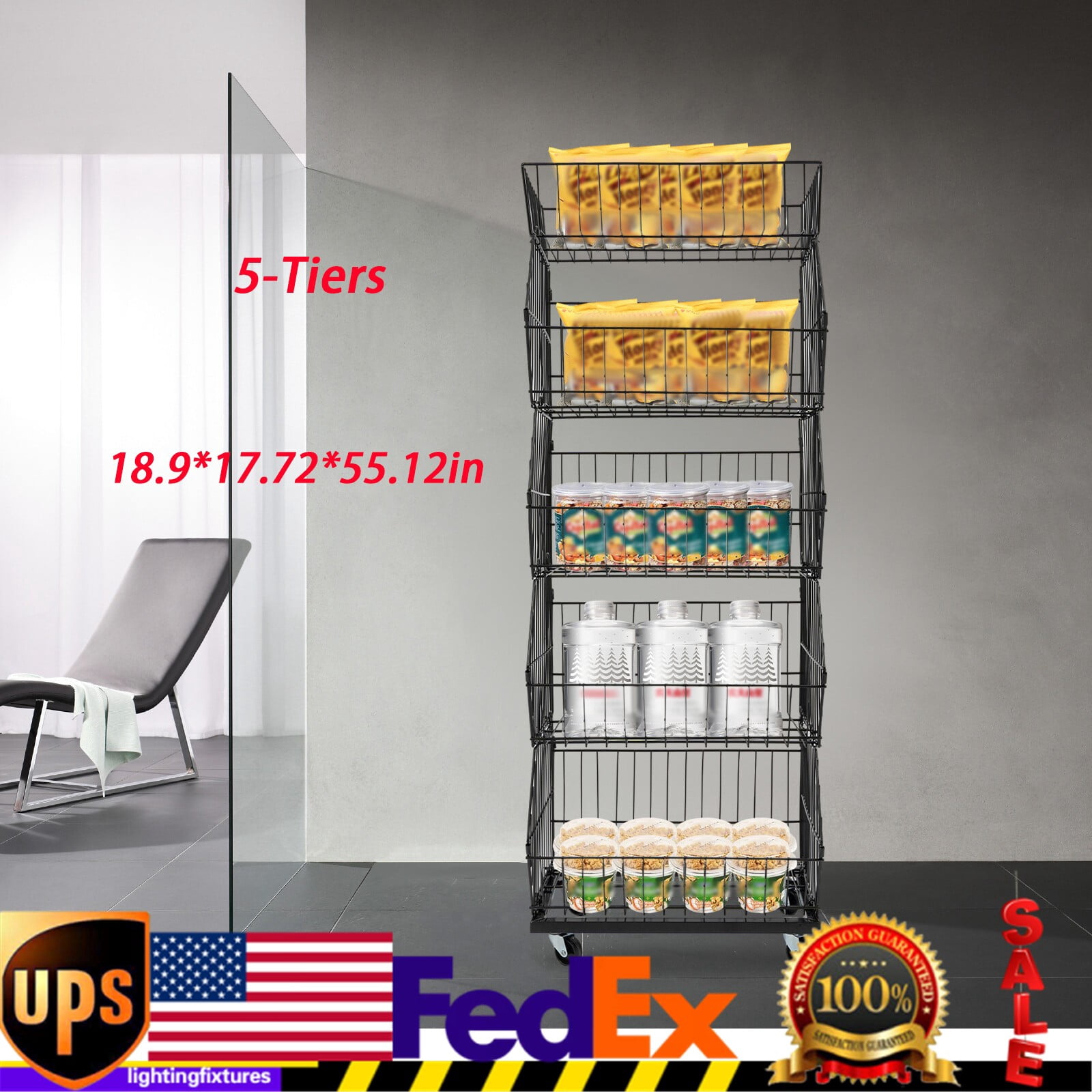 5 Tier Wire Grid Retail Display Shelf Merchandise Display Rack Stand W ...