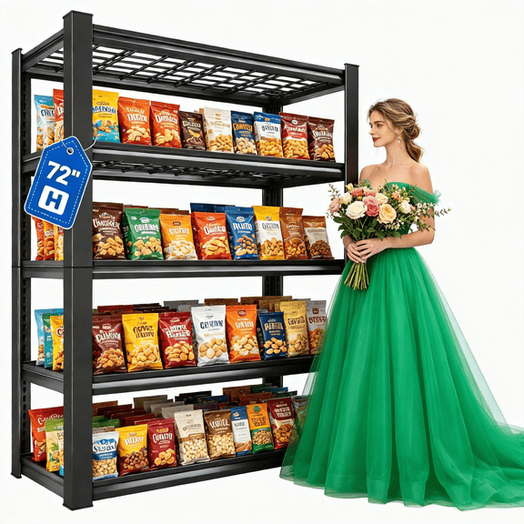 5-Tier Wire Kitchen Storage Rack,72''H × 48''W × 24''D Metal Shelving Unit,Plant Stand for Kitchen,Pantry Storage,Living Room,Laundry Rooms,Basements,Warehouse,Black