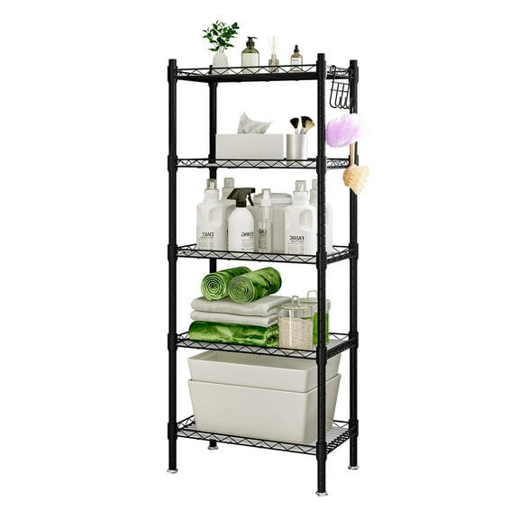 Seamika 5-Tier Wire Metal Storage Shelf,Heavy Duty Organizer Rack for Kitchen, Garage, Closet, Office & More