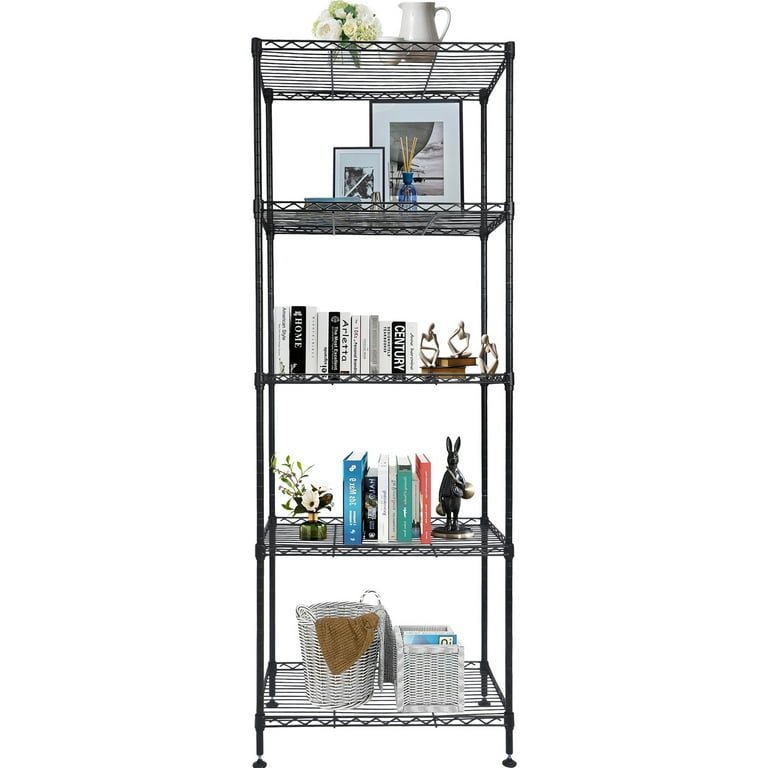  5 Tier Wire Shelving Metal Storage Shelves Heavy Duty  Adjustable Shelf Standing for Laundry Bathroom Kitchen Pantry Closet  22x12x60 (Black1) : Home & Kitchen