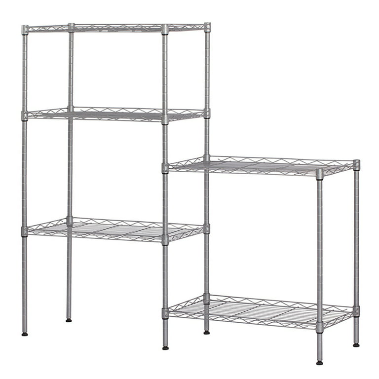 Sasoiky 5 Tier Corner Storage Shelves, Wire Shelving Unit, Metal Shelf, Steel Storage Rack 23.2 L x 17.3 W x 60.8 H for Laundry Bathroom Kitchen