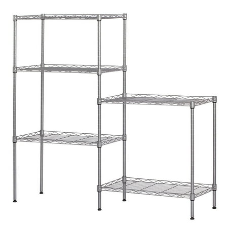 5 Tier Wire Shelving Metal Rack Adjustable Unit Storage Shelves for Laundry Bathroom Kitchen Pantry Closet, Changeable Assembly Floor Standing Storage Shelves, 19.68"Lx11.81"Wx53.54"H, Silver