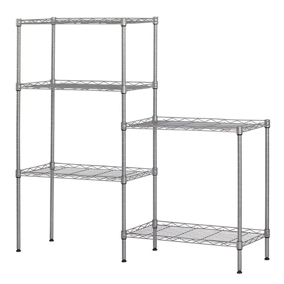 5 Tier Wire Shelving Metal Rack Adjustable Unit Storage Shelves for Laundry Bathroom Kitchen Pantry Closet, Changeable Assembly Floor Standing Storage Shelves, 19.68"Lx11.81"Wx53.54"H, Silver