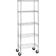 5-Tier Wire Shelving Unit, Narrow Kitchen Storage Unit Storage Organizer Rack, Metal Shelf Units, Heavy Duty Garage Rack Shelves for Pantry Closet Kitchen Laundry Organization