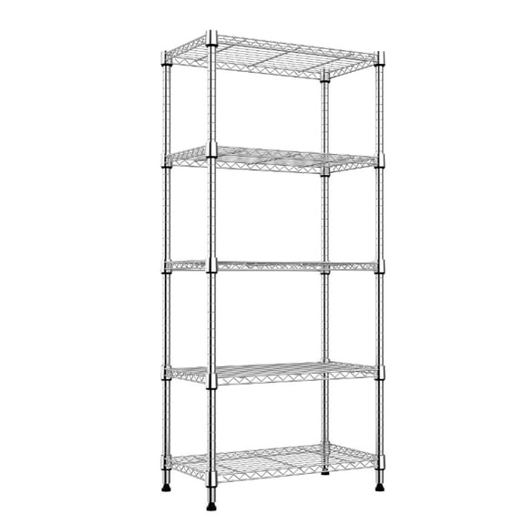 5 Tier Wire Shelving Units Adjustable Heavy Duty Metal Shelf Storage Rack Silver