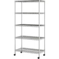 thumbnail image 1 of 5-Tier Wire Shelving with Wheels, 5-Tier, 30"" W x 14"" D (NEW MODEL), Chrome Plating, Plated Steel, 1 of 7