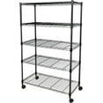 thumbnail image 1 of 5-Tier Wire Storage Shelves, 30" D x 14" W x 63" H,1250 lb Load Capacity, Black, 1 of 6