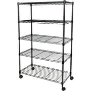 5-Tier Wire Storage Shelves, 30" D x 14" W x 63" H,1250 lb Load Capacity, Black
