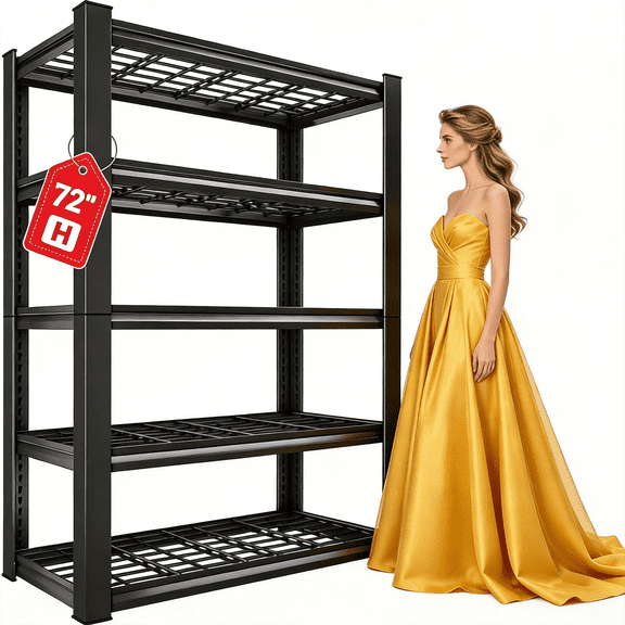 5-Tier Wire Storage Shelves Adjustable,72''H × 36''W × 16''D Garage Metal Shelving Unit,Double-Layer Column with Reinforced Ribs,3000 lbs for Kitchen,Pantry,Living Room,Laundry Room,Basement