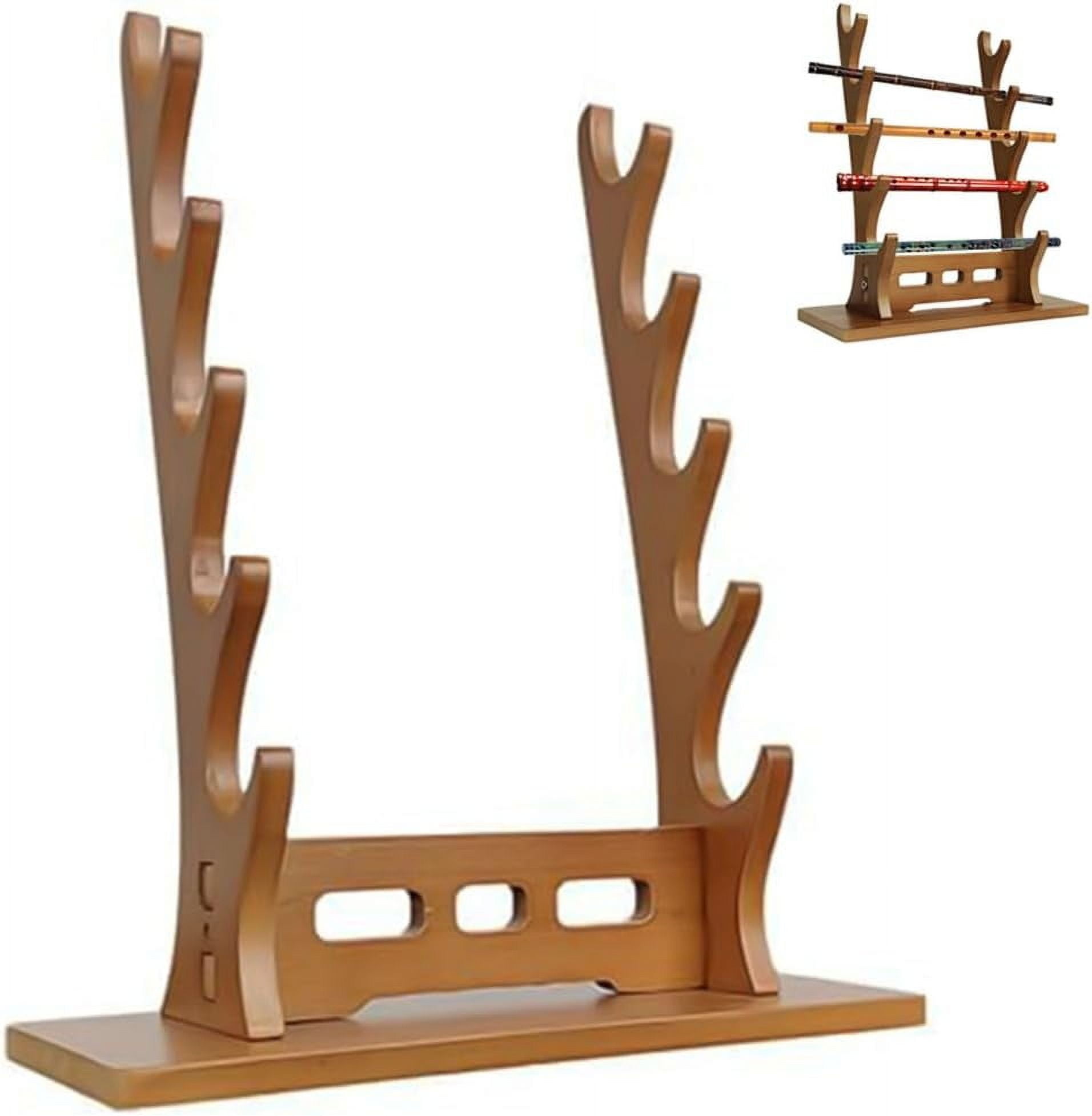 5 Tier Wood Flute Stand, Wood Flute Stand, Collection Display Rack for ...