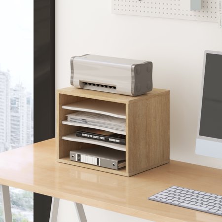 FITUEYES Wood 5-Compartment Paper Organizer Desktop File Holder