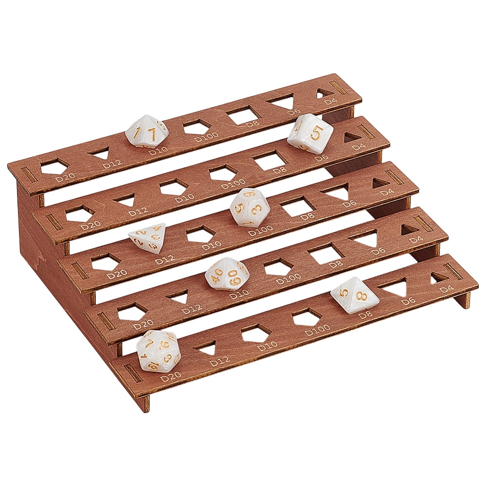 Dice Locker 5-Tier Wooden Dice Holder 7.4x5.9x2.2inch Display Rack Coconut Brown ...