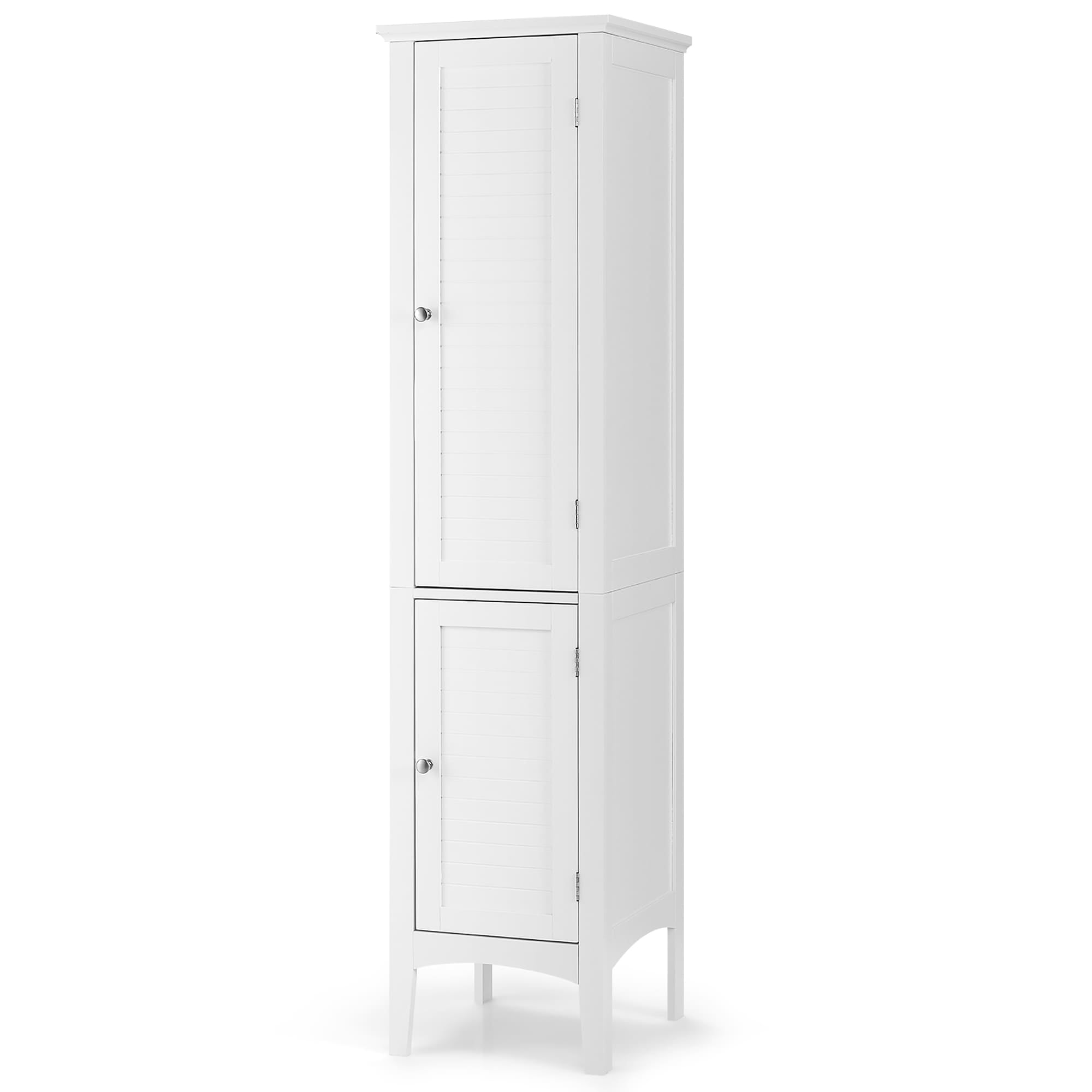 White Tall MDF Lockable 5-Tier Storage Cabinet