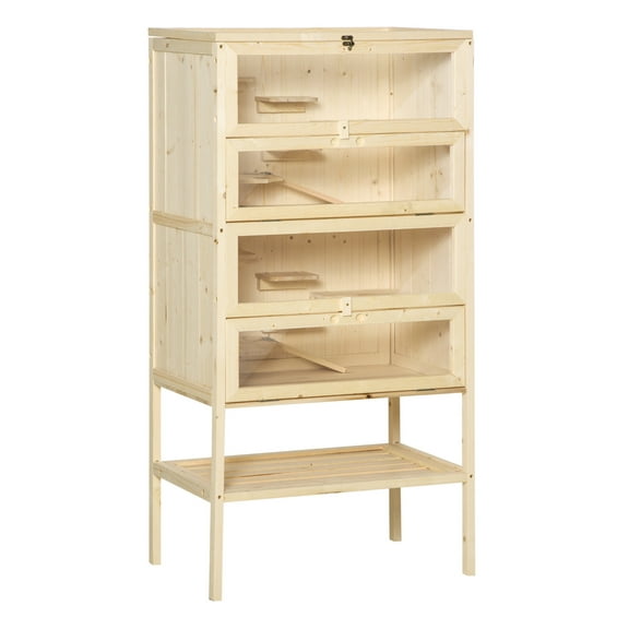 5-Tier Wooden Hamster Cage Mice Rat with Openable Top, Front Door and Storage Shelf