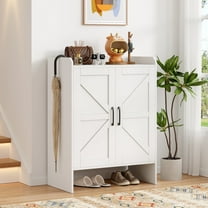 5-Tier Wooden Shoe Cabinet with Doors & Adjustable Shelves, Modern Shoe Organizer for Entryway, Living Room, Bedroom, Closet Storage, White