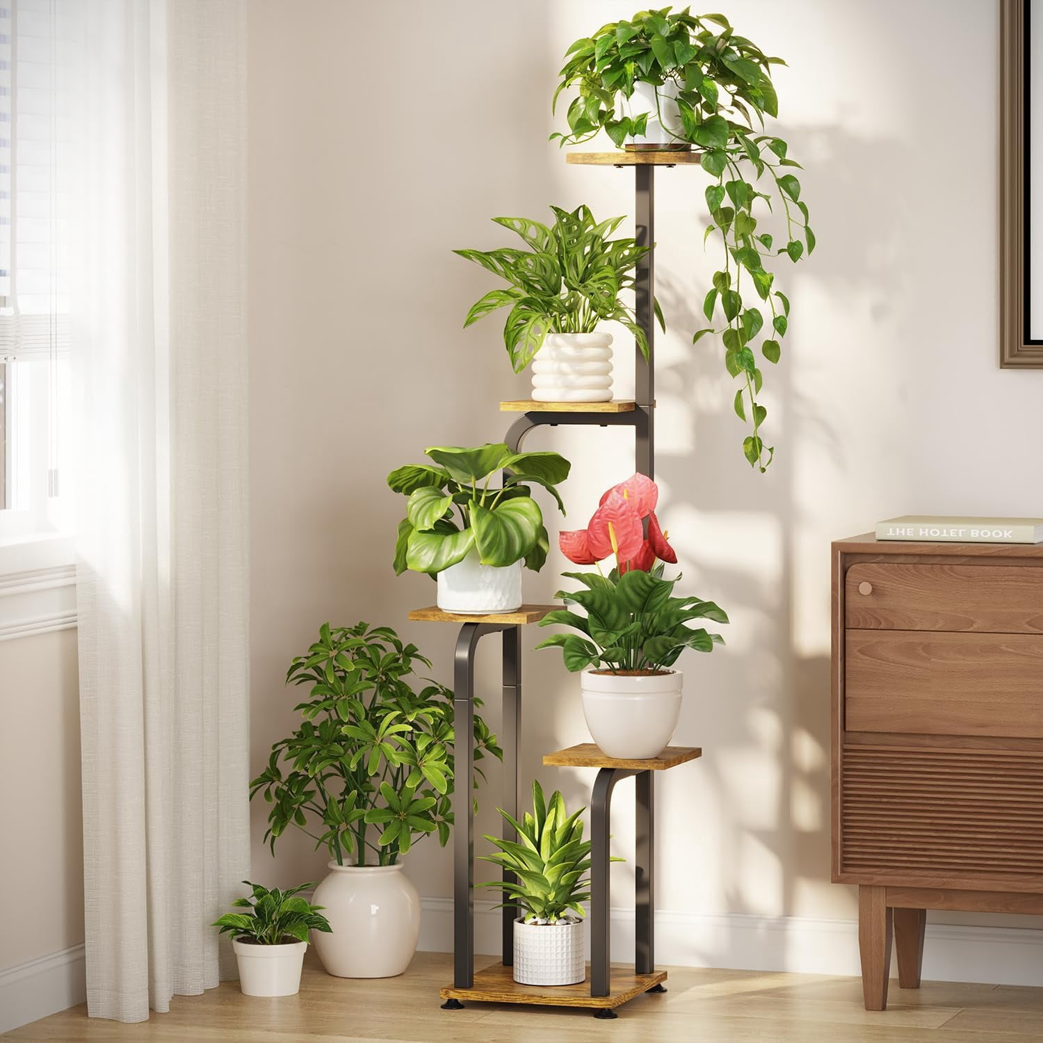 5 Tiered Plant Stand Tall for Indoor Corner, Modern Multiple Flower ...