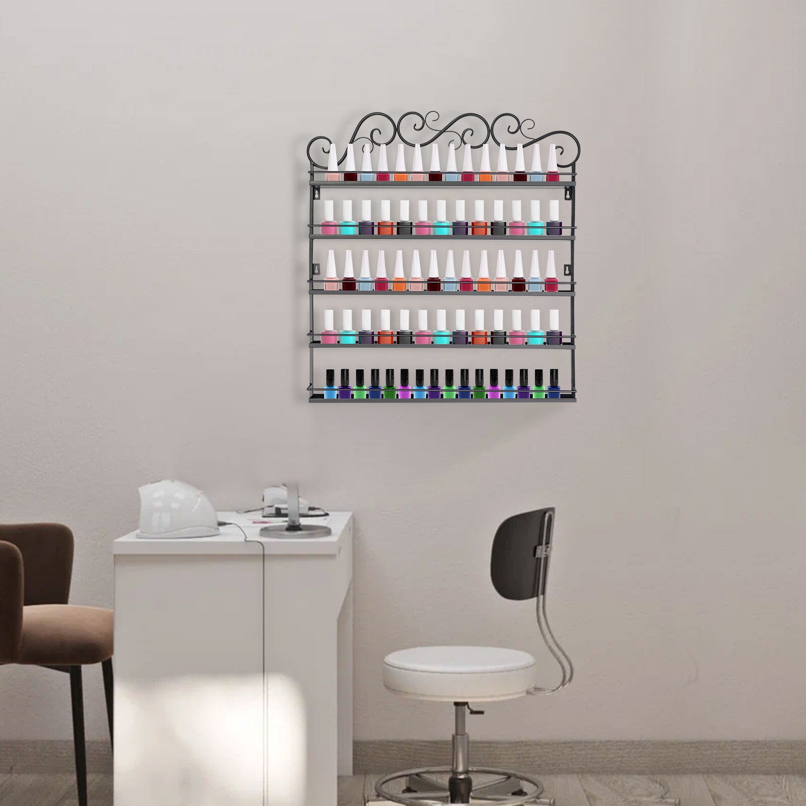 5-Tiers Black Nail Polish Rack Wall Mounted Display Organizer Holder ...