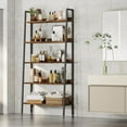 thumbnail image 1 of 5 Tiers Bookshelf, 67" Tall Classical Modern Bookcase, Tall Display Shelves in Living Room/Home/Office, Industrial Metal Frame Book Storage Organizer for CDs/Books/Movies, Rustic Brown, 1 of 7