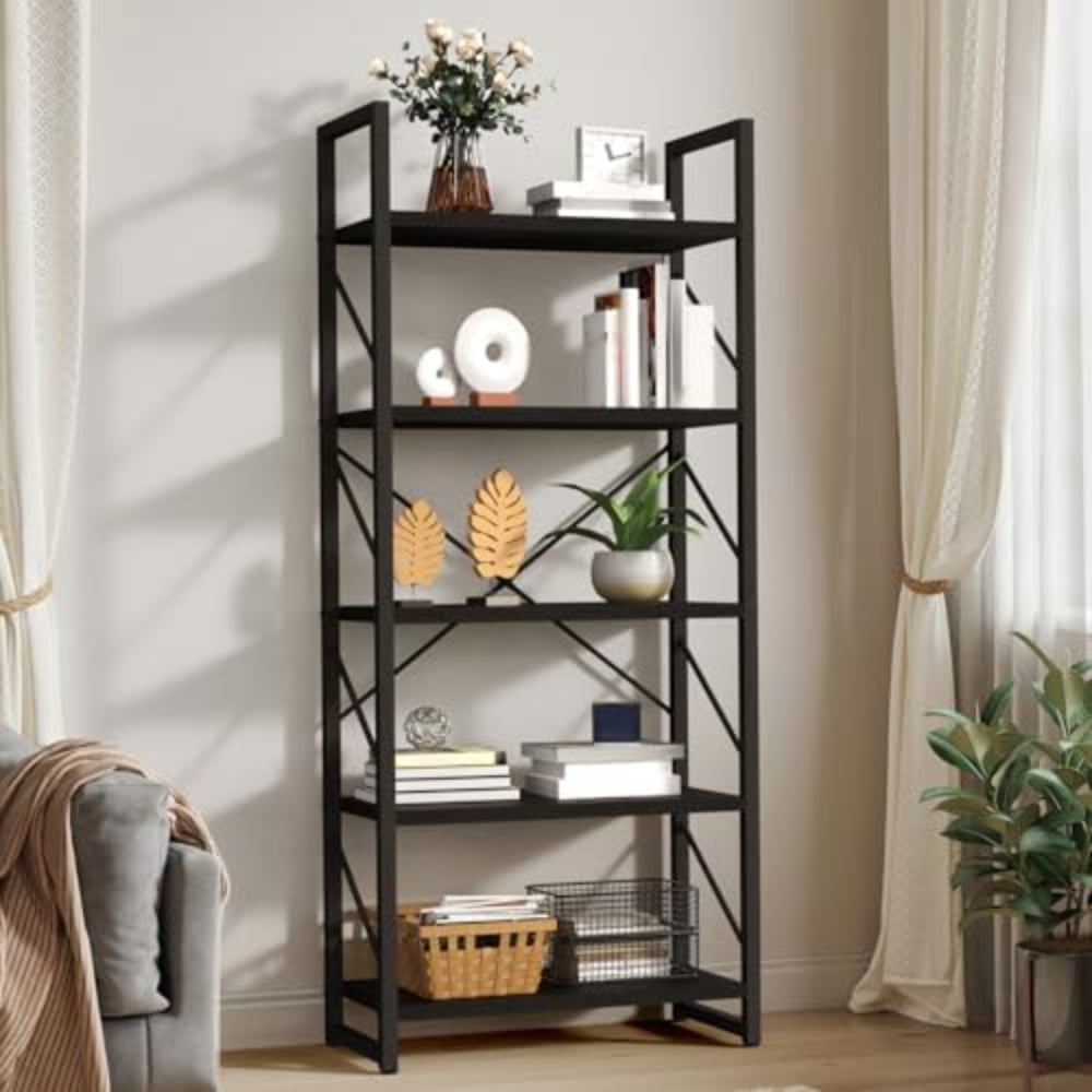 5 Tiers Bookshelf Artsy Modern Bookcase Book Rack Storage Rack Shees ...