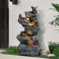 thumbnail image 1 of 5-Tiers Cascading Rock Water Fountain Outdoor - Waterfalls Fountains with LED Lights, Outdoor/Indoor Resin Water Feature Fountain for Patio, Garden, Backyard, Deck, Porch, Home Art Docor, 1 of 9