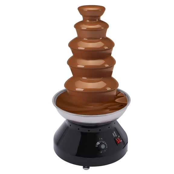 5 Tiers Chocolate Fountain, Black Chocolate Fondue Machine for Party Wedding Catering Dessert Maker, 110V
