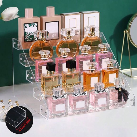 5 Tiers Clear Transparent Acrylic Cosmetic Organizer, Multi-Compartment Display Stand For Perfume, Lipstick, Foundation & Skincare
