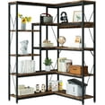 thumbnail image 1 of s Corner Bookshelf ; Tall L-Shaped Bookcase Large Corner Etagere Bookcase Corner Shelf Display Storage Rack with Metal Frame for Living Room Home Office Rustic, 1 of 3