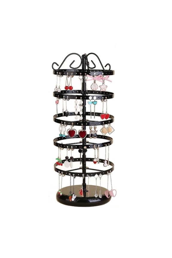 5 Tiers Metal Rotating Earring Holder Jewelry Display Rack Earring Organizer Adjustable Earring Storage Display Tower