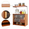 thumbnail image 1 of 5 Tiers Rectangular Countertop Kitchen Pantry, Small Bamboo Sideboard with 2 Sliding Glass Doors Standing Dining Cupboard Storage Cabinet for Cup Spice Seasoning Bottle(Brown), 1 of 23