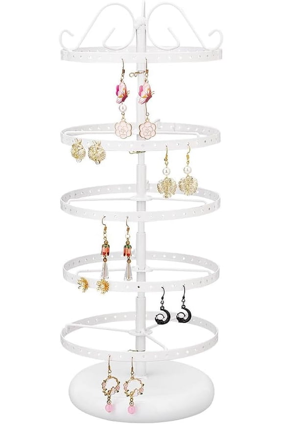 5 Tiers Rotating Earring Holder 360Earring Display Stands 220 Holes Earring Organizer Metal Earring Jewelry Storage Earring Hanger