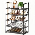 thumbnail image 1 of 5 Tiers Shoe Rack with Hook, Stackable Shoe Organizer Storage for Shoe and Boot, Shoe Shelf for Closet, Entryway, Dorm, Garage, 1 of 8
