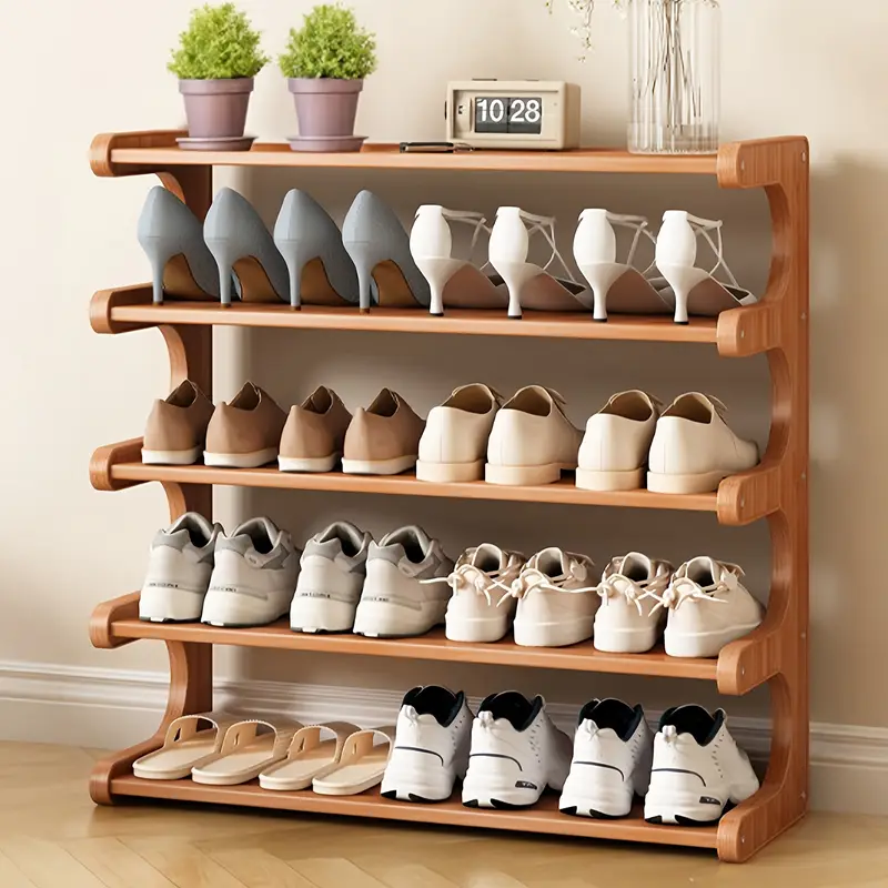 5 Tiers Shoe Racks, Bamboo Vertical Shoe Rack Organizer for Closet ...