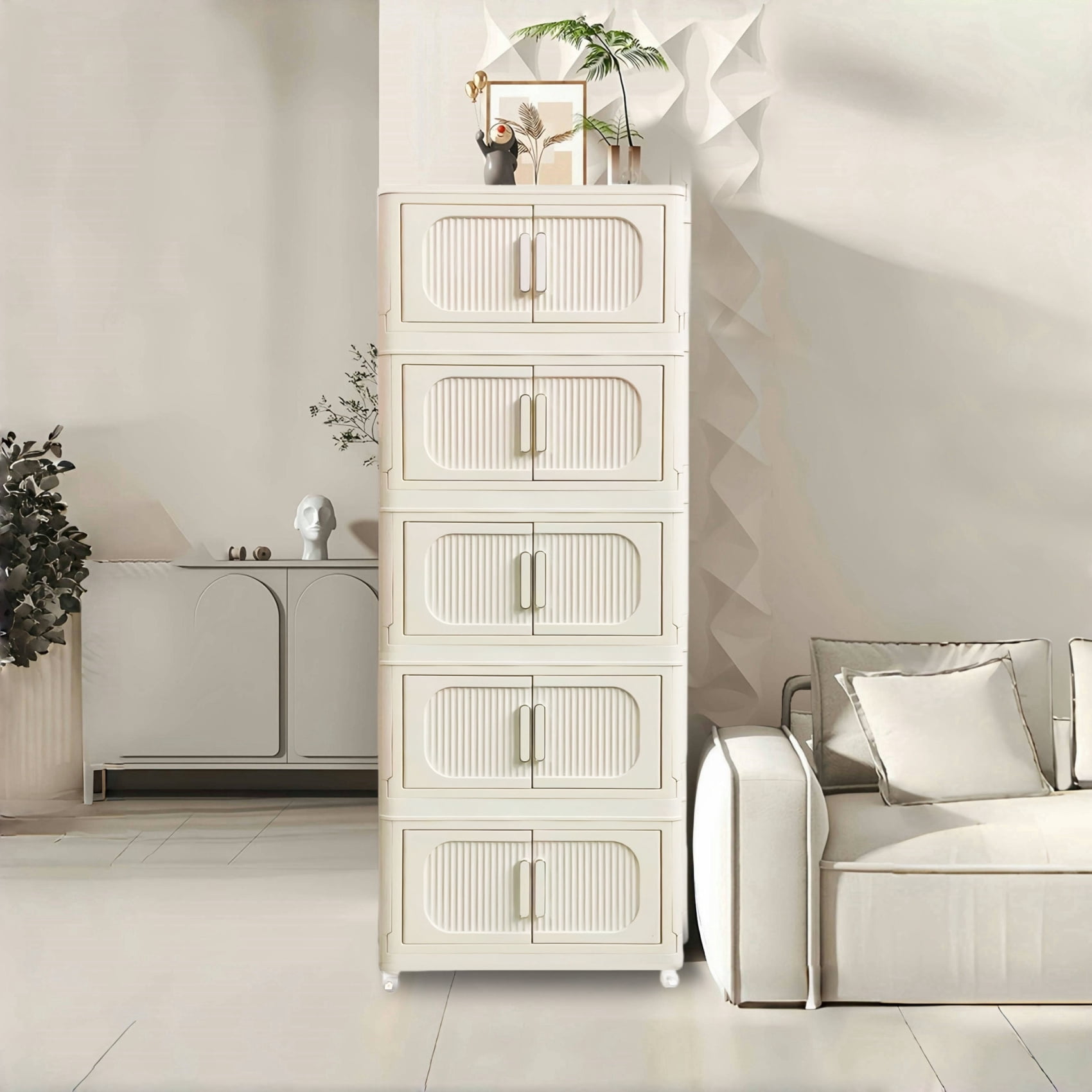 Photo inspiration: Maritime Inspired Minimalist Storage Bins Reference: 5 Tiers Storage Cabinet Collapsible Storage Bins With Magnetic Door
