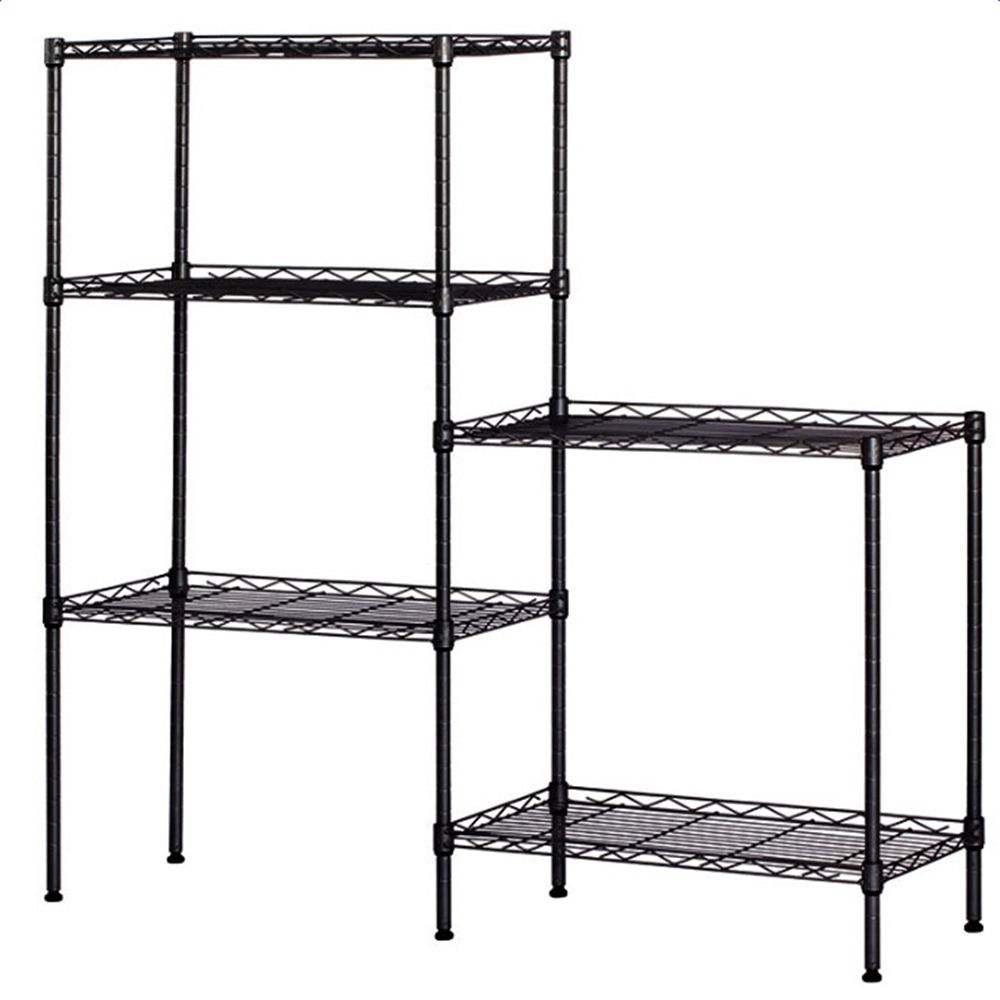 5 Tiers Storage Shelving Rack Mesh Design Steel Wire Shelving Changeable Assembly Storage Rack Holding up to 550 LBS Black - image 1 of 7