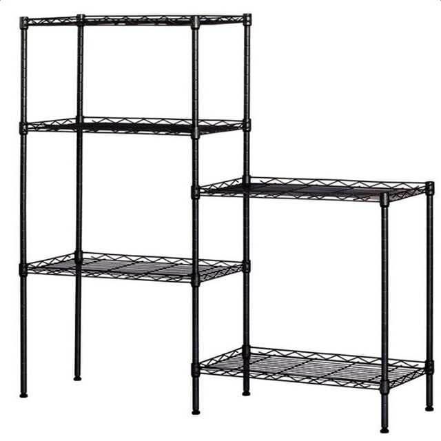 5 Tiers Storage Shelving Rack Mesh Design Steel Wire Shelving Changeable Assembly Storage Rack Holding up to 550 LBS Black